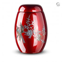 Glasfiber Urn Vogels rood