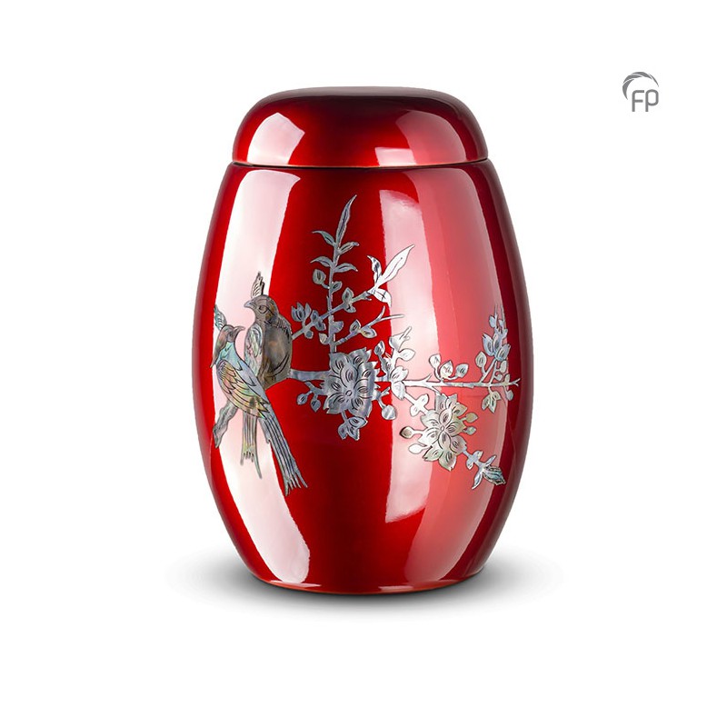 Glasfiber Urn Vogels rood Glasfiber Urn Vogels rood