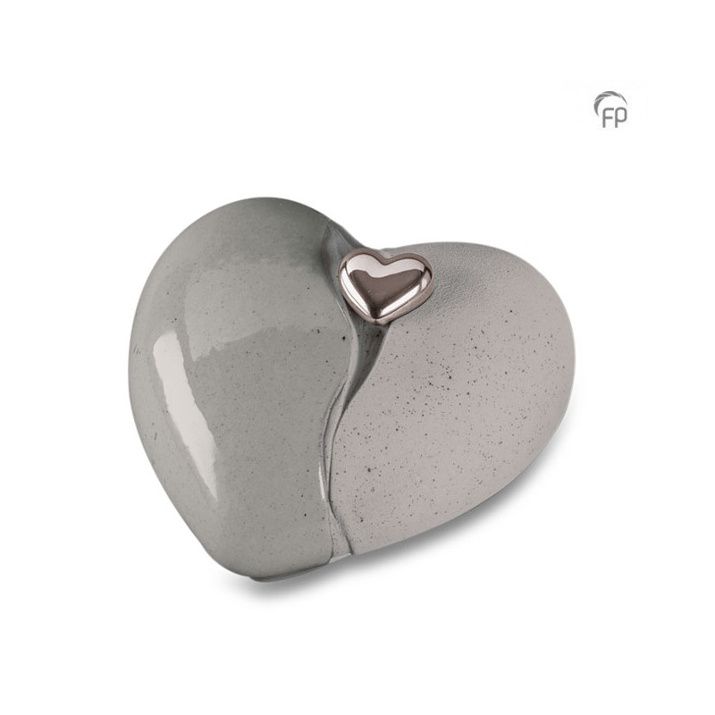 Grote Keramische Hart Urn Dubbel Grijs Grote Keramische Hart Urn Dubbel Grijs