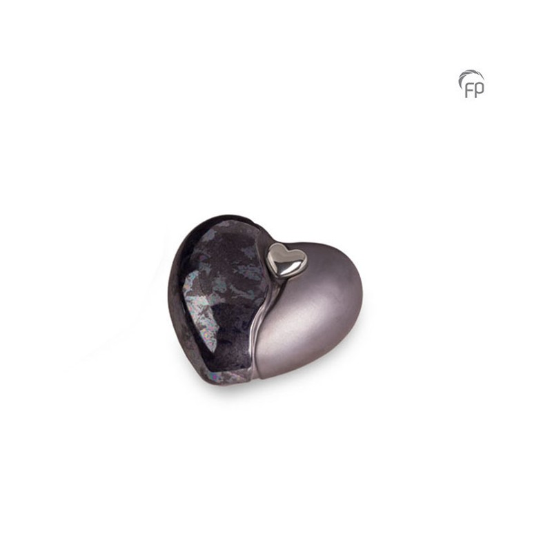 Kleine Keramische Hart Urn Oiled Blue Antraciet Kleine Keramische Hart Urn Oiled Blue Antraciet