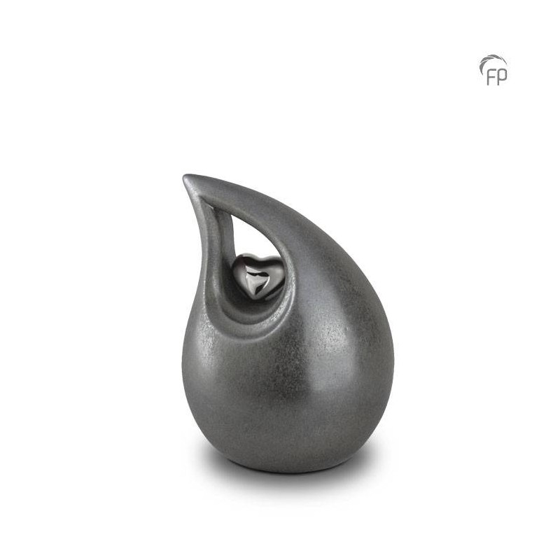 Middelgrote Keramische Urn Metallic Grey Traan