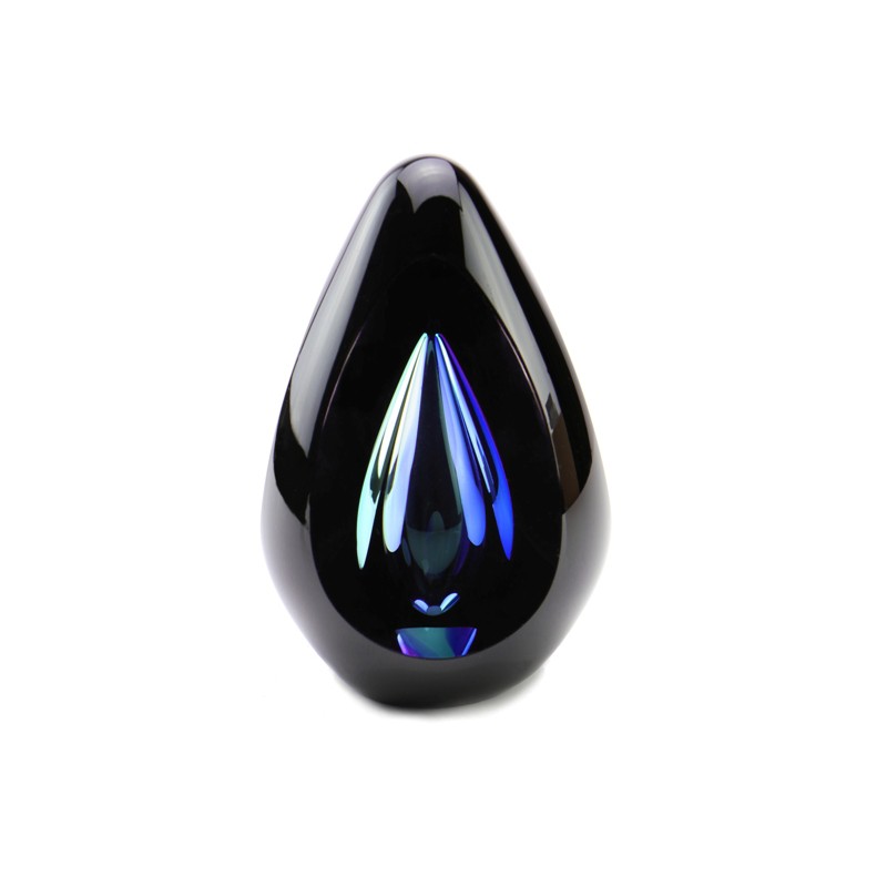 Glazen Premium Traan Urn 'Diamond Black Blue'