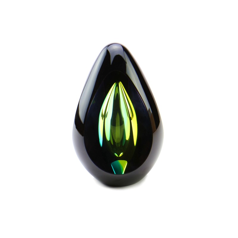 Glazen Premium Traan Urn 'Diamond Black Green'