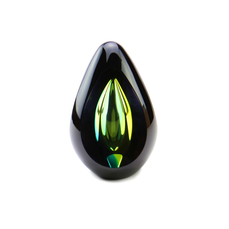 Glazen Premium Traan Urn Diamond Black Green