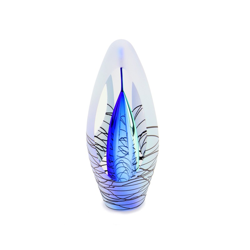 Glazen Premium Urn 'Spirit Krakele Blauw'