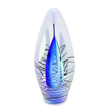 Glazen Premium Urn Spirit Krakele Blauw