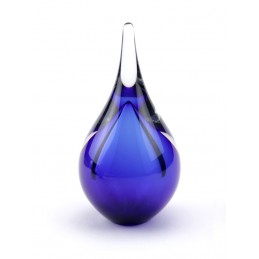 Glazen Memorie Urn 'Druppel Small Donkerblauw'