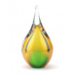 Glazen Memorie Urn Druppel Small Goudgroen