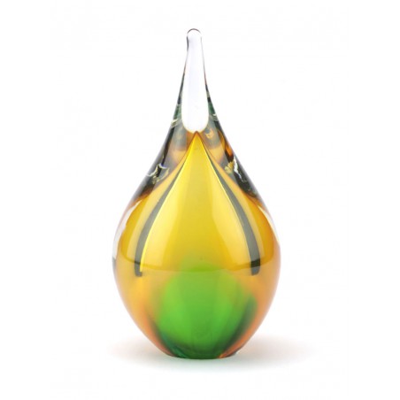 Glazen Memorie Urn Druppel Small Goudgroen