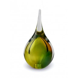 Glazen Memorie Urn Druppel Medium Goudgroen