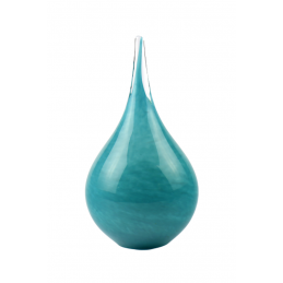 Glazen Memorie Urn 'Druppel Medium Turquoise'