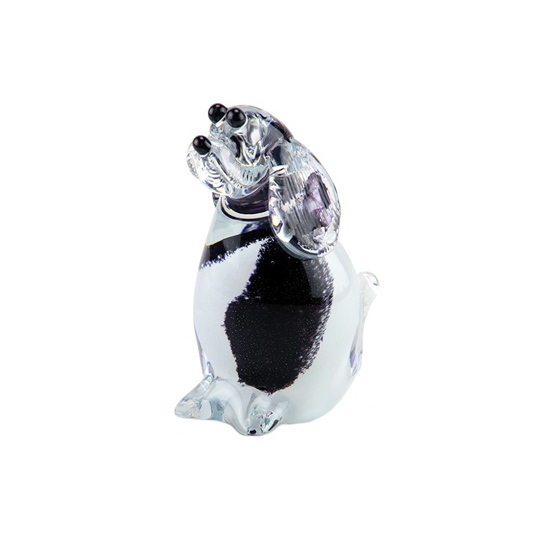 Glazen Memorie Urn 'Hond Zwart Wit Zittend' Glazen Memorie Urn 'Hond Zwart Wit Zittend'