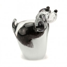 Glazen Memorie Urn Hond Zwart Wit Staand