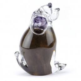 Glazen Memorie Urn Hond Bruin Zittend