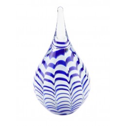 Glazen Memorie Urn Ripple Blauw-Wit
