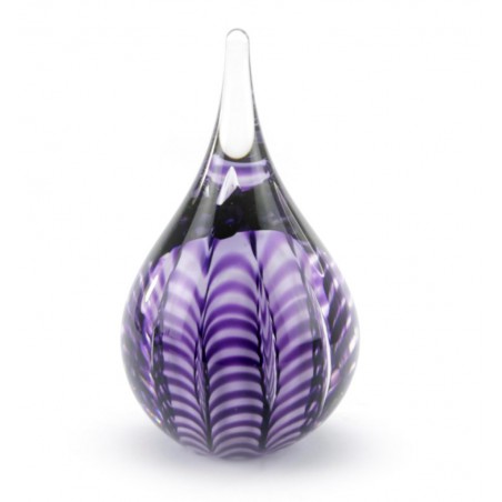 Glazen Memorie Urn Ripple Paars-Wit