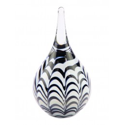 Glazen Memorie Urn Ripple Zwart-Wit