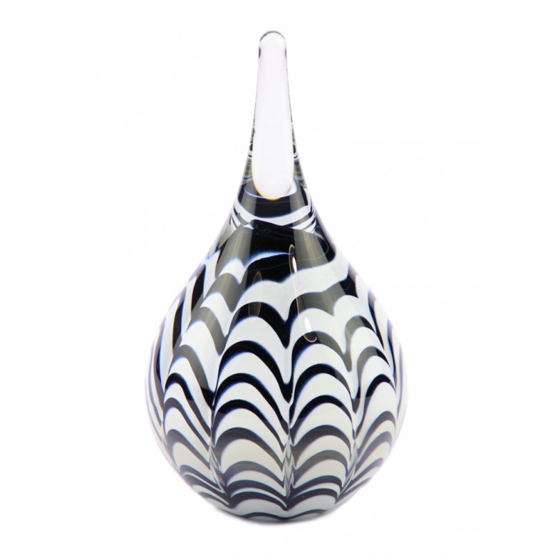 Glazen Memorie Urn 'Ripple Zwart-Wit' Glazen Memorie Urn 'Ripple Zwart-Wit'