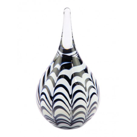 Glazen Memorie Urn Ripple Zwart-Wit
