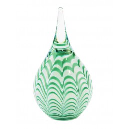 Glazen Memorie Urn Ripple Groen-Wit