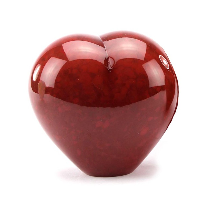 Glazen Memorie Urn 'Big Heart Opaque Rood'