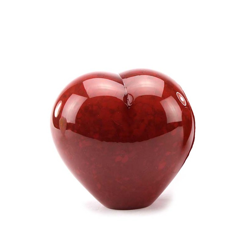 Glazen Memorie Urn 'Small Heart Opaque Rood'