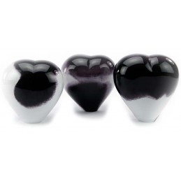 Glazen Memorie Urn Small Heart Opaque Zwart-Wit