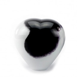 Glazen Memorie Urn Small Heart Opaque Zwart-Wit