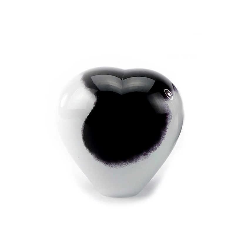Glazen Memorie Urn 'Small Heart Opaque Zwart-Wit' Glazen Memorie Urn 'Small Heart Opaque Zwart-Wit'