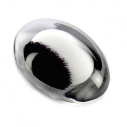 Glazen Memorie Knuffelkeitje 'Pebble Oval Opaque Zwart-Wit'
