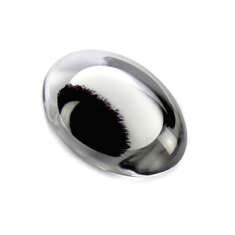 Glazen Memorie Knuffelkeitje 'Pebble Oval Opaque Zwart-Wit' Glazen Memorie Knuffelkeitje 'Pebble Oval Opaque Zwart-Wit'