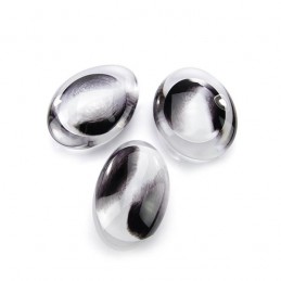 Glazen Memorie Knuffelkeitje Pebble Oval Opaque Zwart-Wit