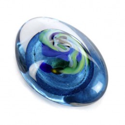 Glazen Memorie Knuffelkeitje 'Pebble Oval Blauw'