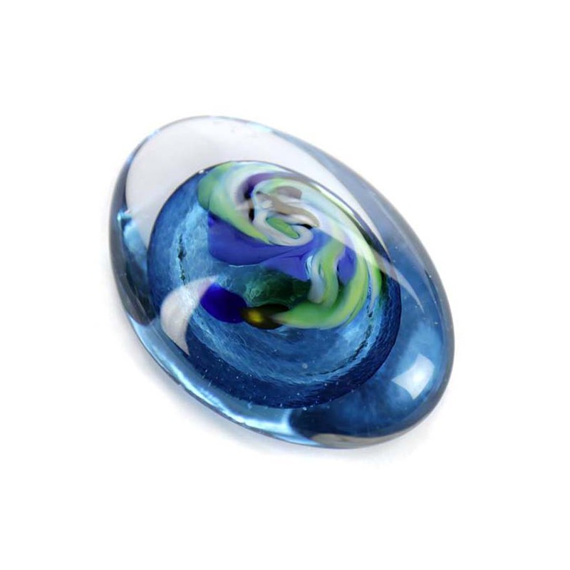Glazen Memorie Knuffelkeitje 'Pebble Oval Blauw' Glazen Memorie Knuffelkeitje 'Pebble Oval Blauw'