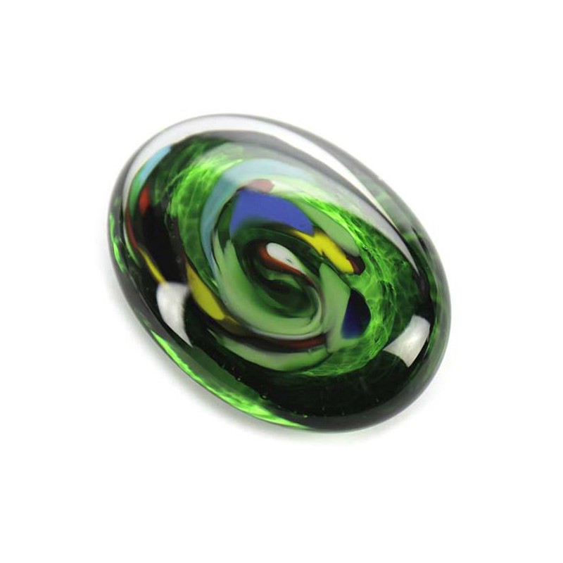 Glazen Memorie Knuffelkeitje 'Pebble Oval Groen'