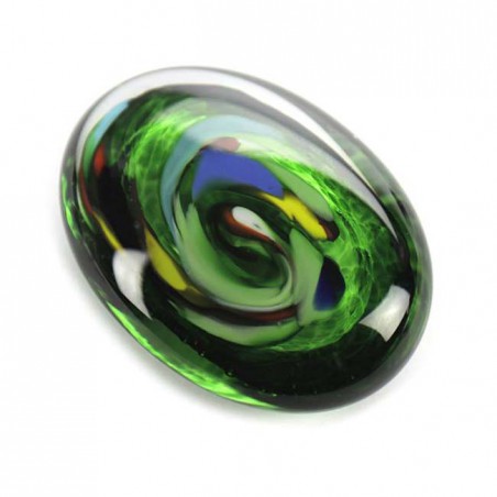 Glazen Memorie Knuffelkeitje Pebble Oval Groen