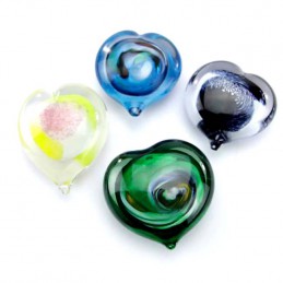 Glazen Memorie Knuffelkeitje Pebble Heart Opaque Zwart-Wit