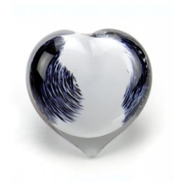 Glazen Memorie Knuffelkeitje Pebble Heart Opaque Zwart-Wit
