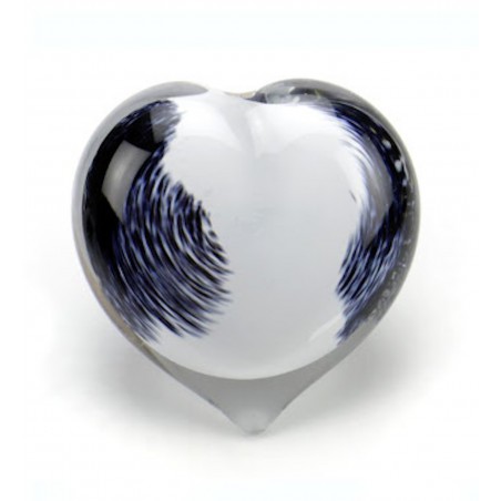 Glazen Memorie Knuffelkeitje Pebble Heart Opaque Zwart-Wit