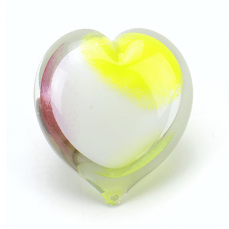 Glazen Memorie Knuffelkeitje 'Pebble Heart Opaque Pastel'