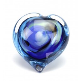 Glazen Memorie Knuffelkeitje 'Pebble Heart Blauw'