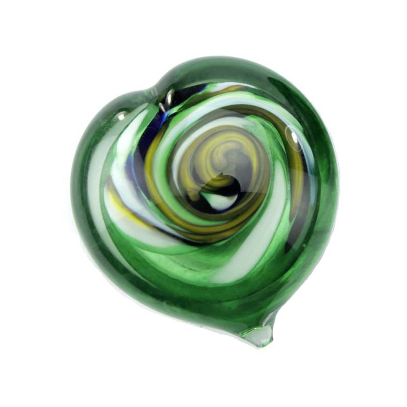 Glazen Memorie Knuffelkeitje Pebble Heart Groen