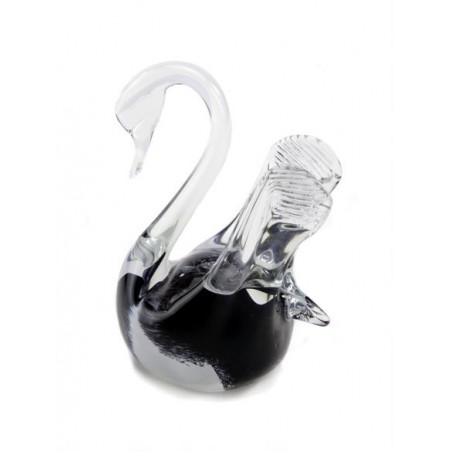Glazen Memorie Urn Zwaantje Zwart-Wit