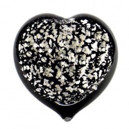 Glazen Memorie Urn Hart Zwart-Zilverkleur