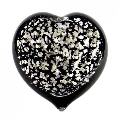 Glazen Memorie Urn Hart Zwart-Zilverkleur