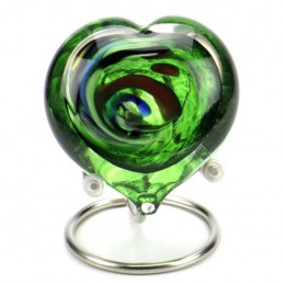 Glazen Memorie Knuffelkeitje 'Pebble Heart Groen'