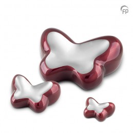 Kleine Metalen Urn Bordeaux/Zilverkleur 'Butterfly'