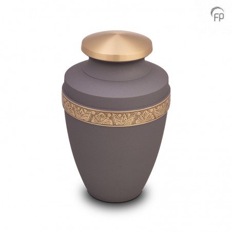 Grote Metalen Urn Grijs met Goudkleur