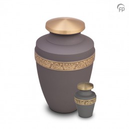 Grote Metalen Urn Grijs met Goudkleur