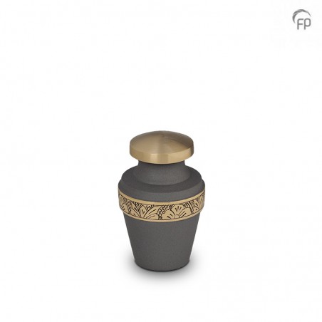 Metalen Mini Urn Grijs met Goudkleur